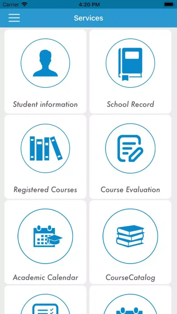 Tangkapan layar NU Student Information System