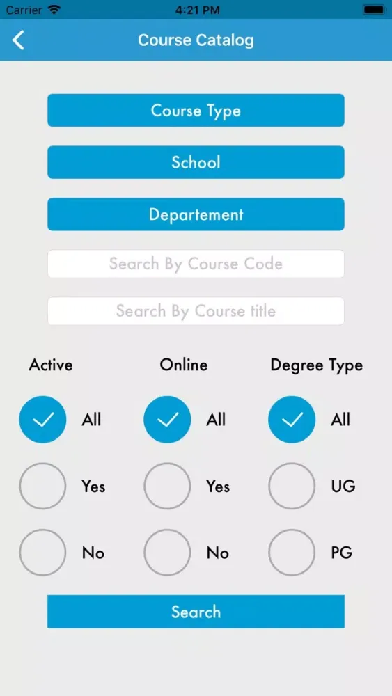 Tangkapan layar NU Student Information System