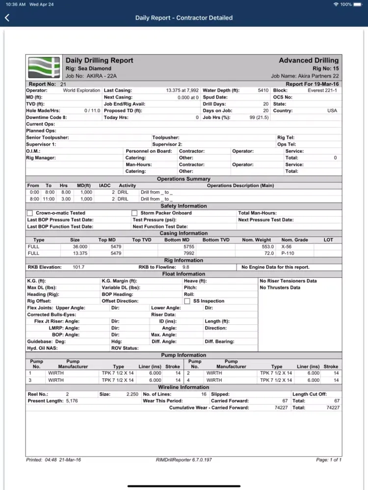 Ảnh chụp màn hình của RIMDrill Mobile Reporter iPad 