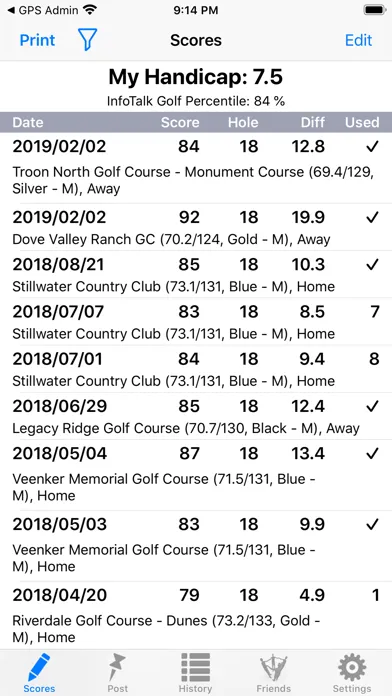 Golf Handicap Tracker & Scores スクリーンショット