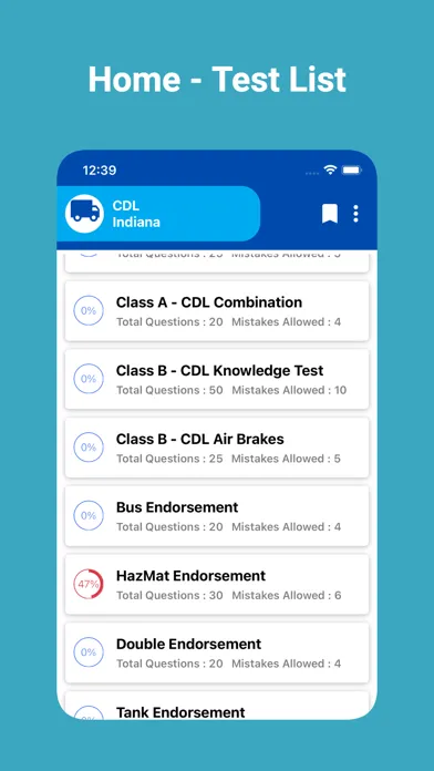 Indiana CDL Prep Test應用截圖