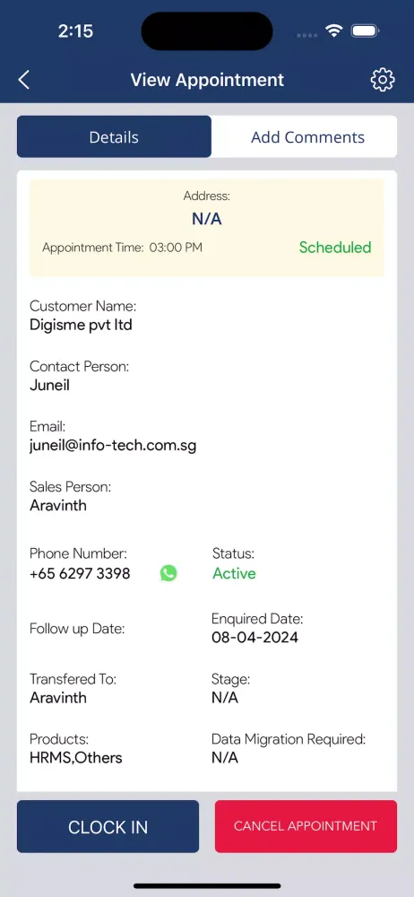 INFO-TECH CRM 스크린샷