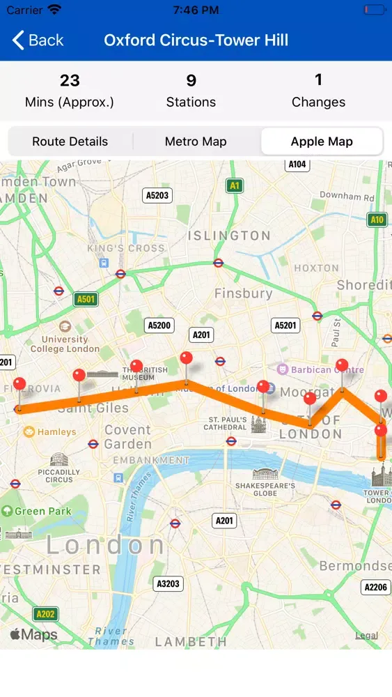 London Tube - Route Planner سکرین شاٹس