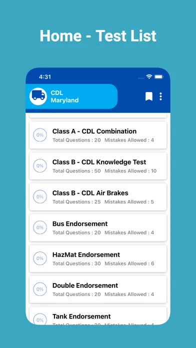 Screenshot di Maryland CDL Prep Test