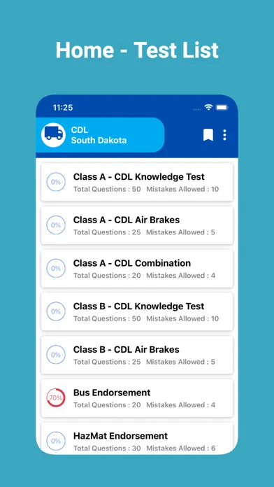 Ảnh chụp màn hình của SD CDL Prep Test