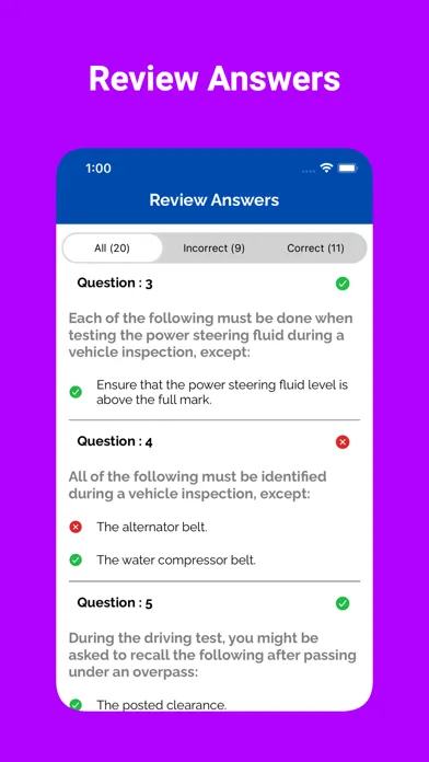 Capturas de tela do Texas CDL Prep Test