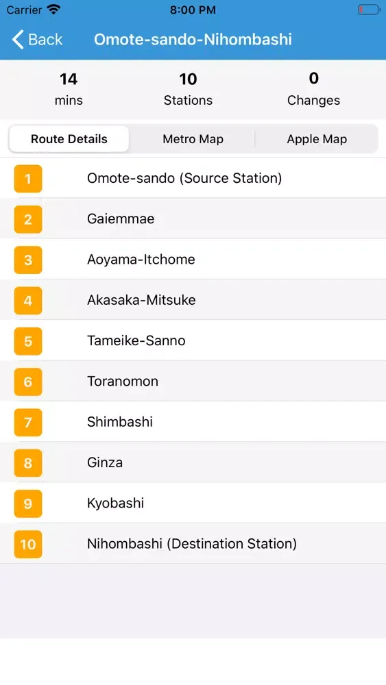 Capturas de tela do Tokyo Metro - Route Planner