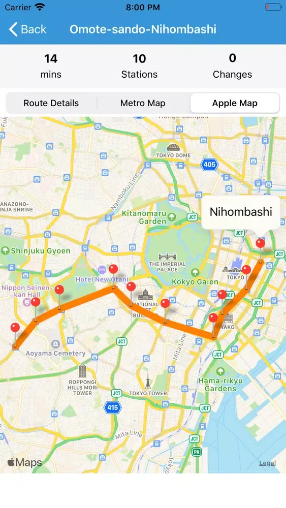 Capturas de tela do Tokyo Metro - Route Planner