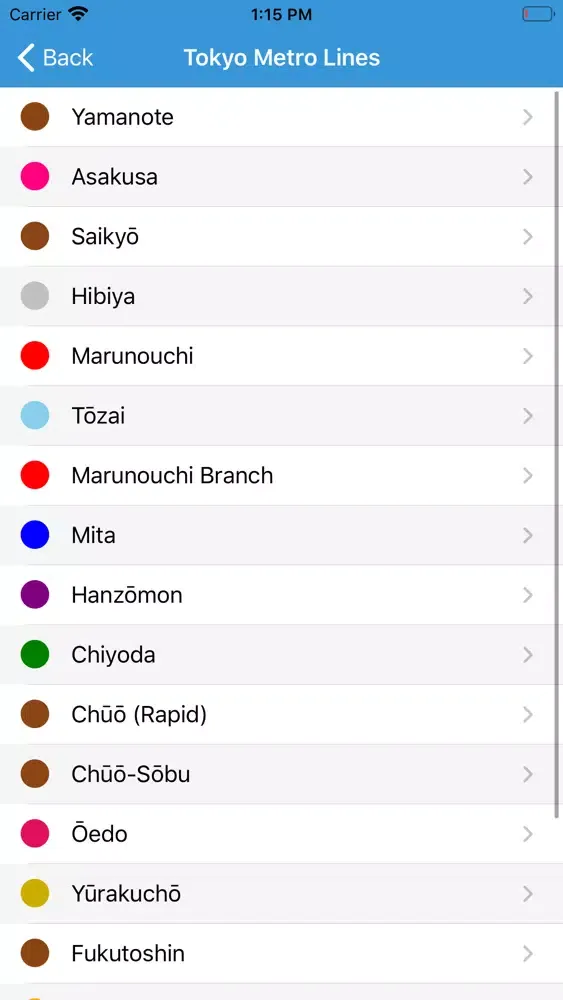 Capturas de tela do Tokyo Metro - Route Planner