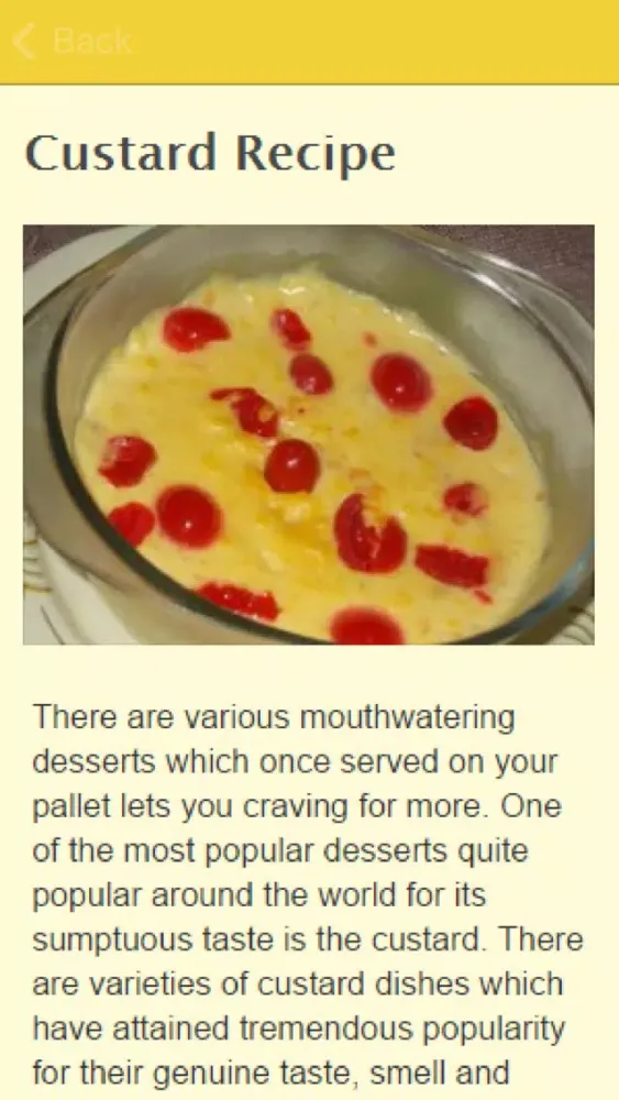 Ảnh chụp màn hình của Custard Recipes