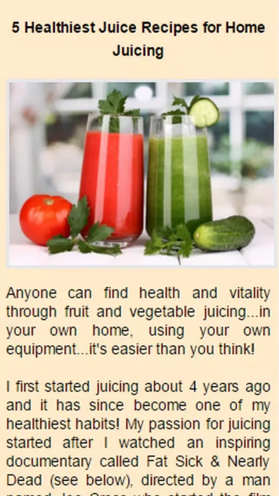 Capturas de tela do Healthy Juice Recipes.