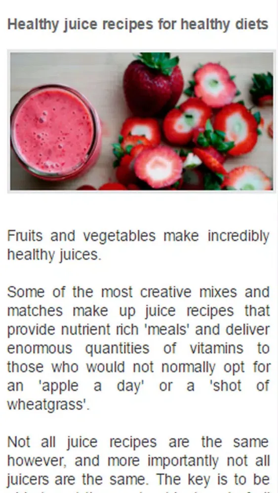 Capturas de tela do Healthy Juice Recipes.