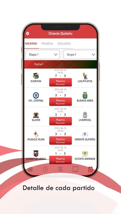 Capturas de tela do Liga Oriente Quiteño