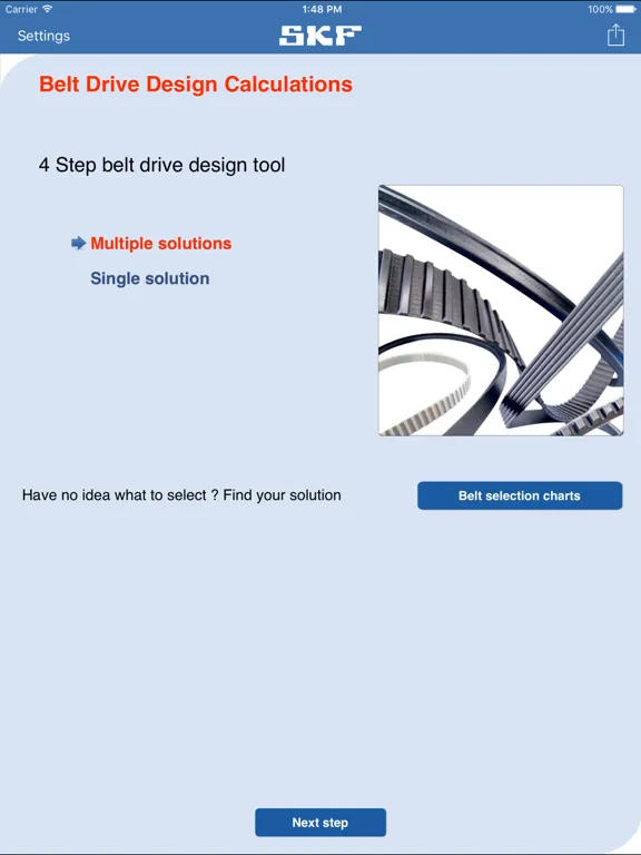 SKF Belt Calc iPad  سکرین شاٹس