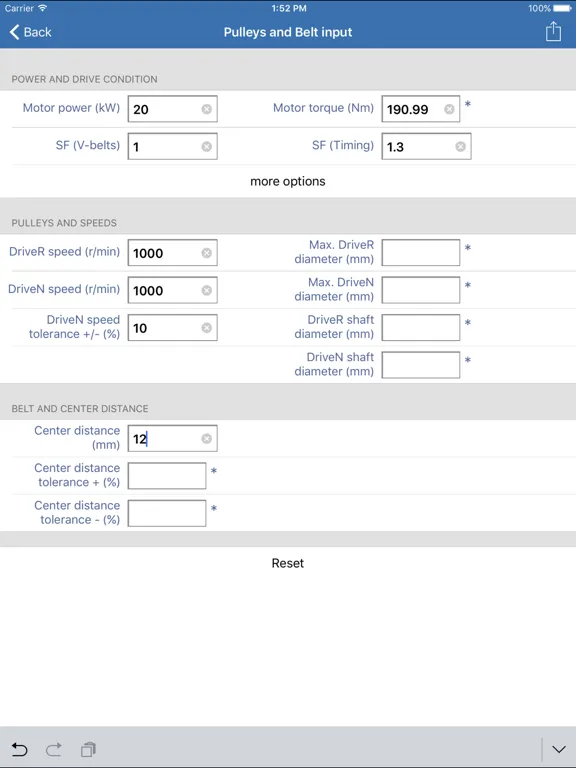 SKF Belt Calc iPad  سکرین شاٹس