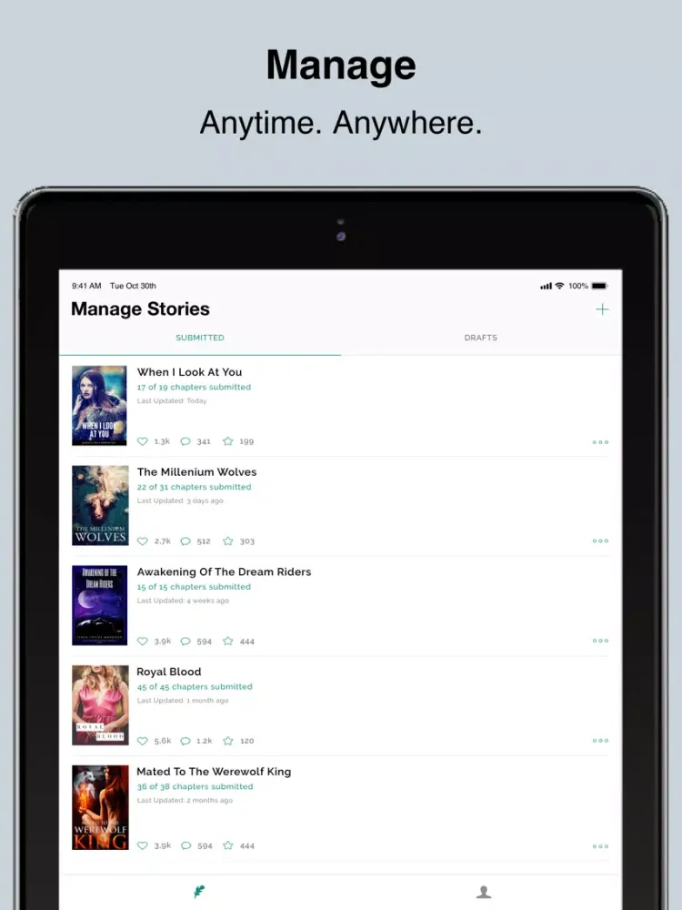 Inkitt Writing: Tell the Story iPad 应用截图