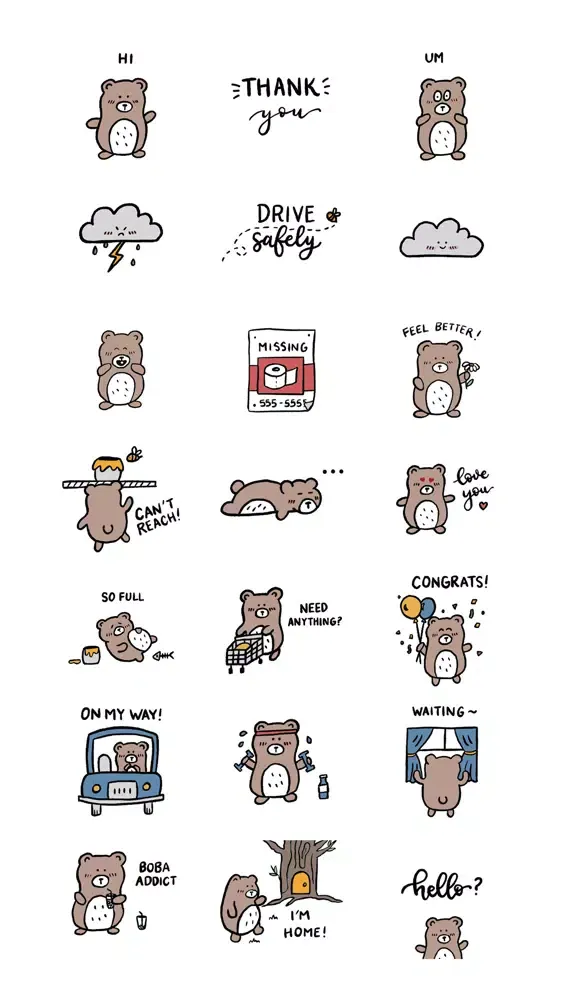 Brownie the Bear Cute Stickers Ekran Görüntüleri