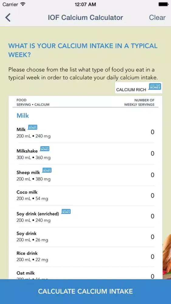 IOF Calcium Calculator应用截图