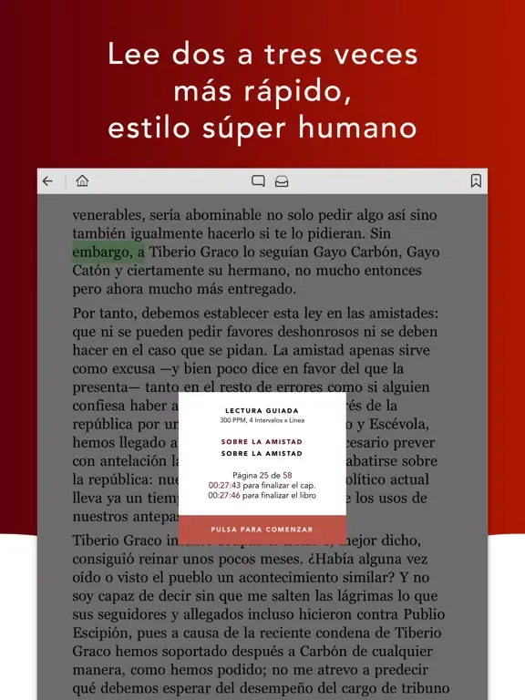 Capturas de tela do QuickReader Español iPad 