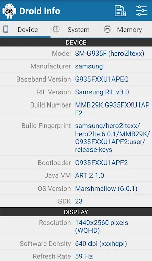 Droid Hardware Info应用截图