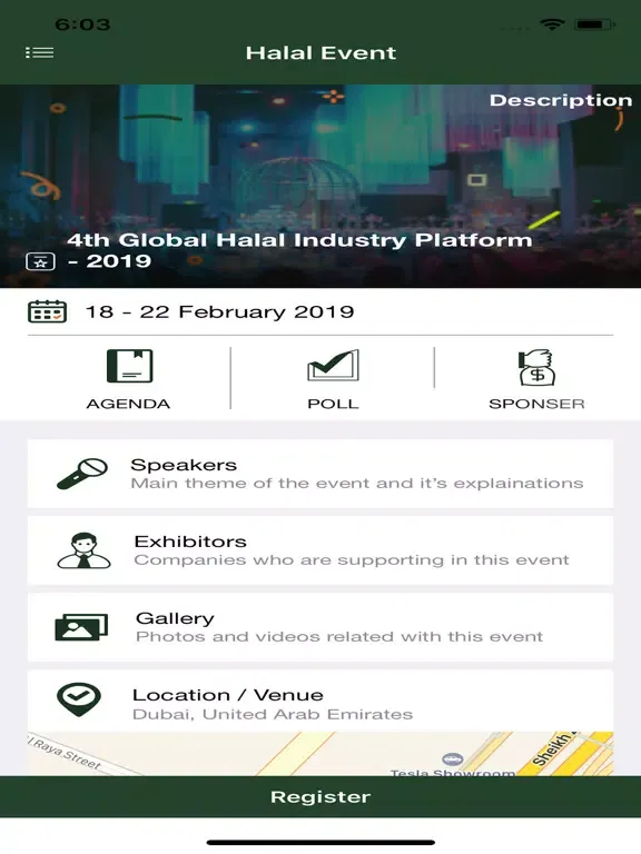 Tangkapan layar Global Halal Industry iPad 