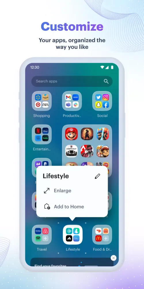 Tangkapan layar FolderWall: All Apps Organizer