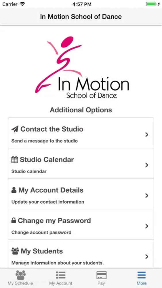 Tangkapan layar In Motion School of Dance