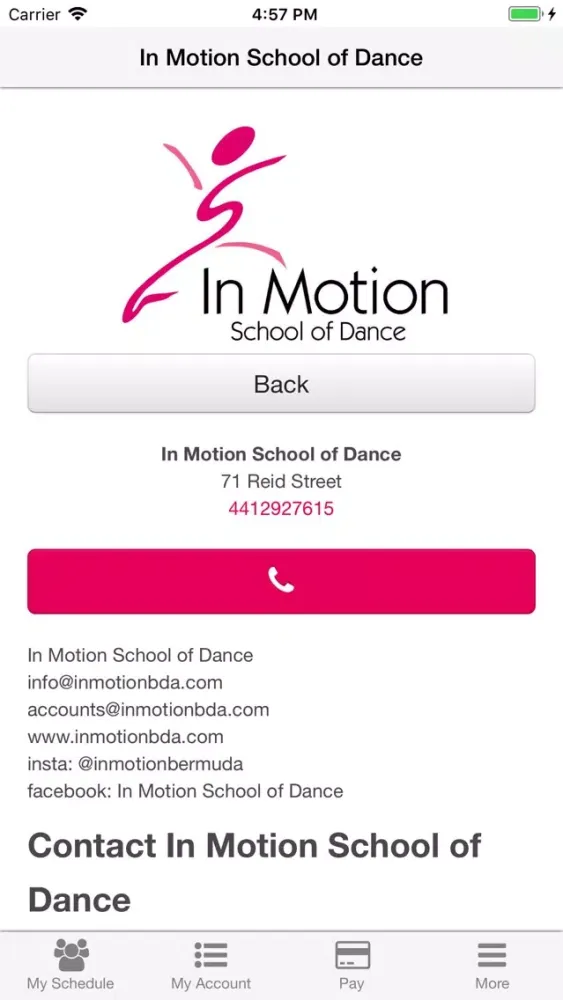 Tangkapan layar In Motion School of Dance