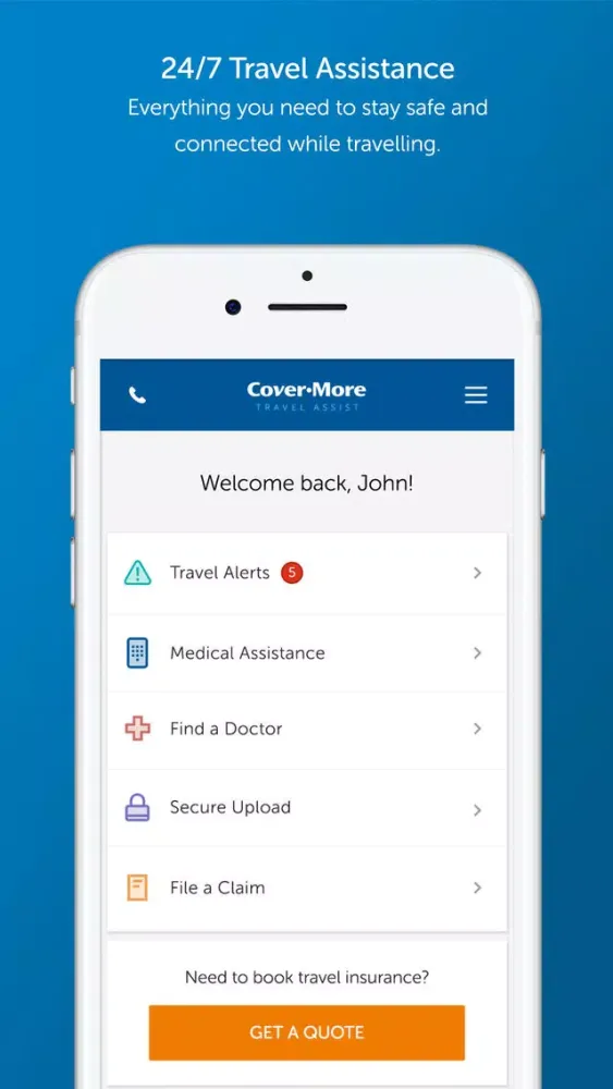 Tangkapan skrin Cover-More Travel Assist