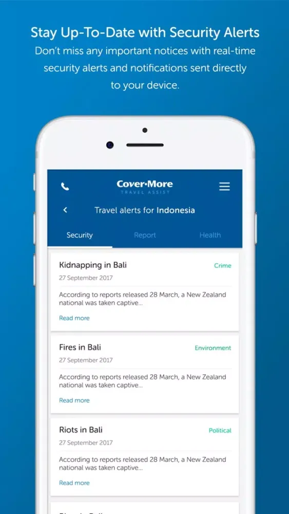Tangkapan skrin Cover-More Travel Assist