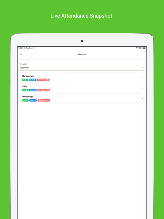 InnBuilt Mobile Attendance App iPad  스크린샷