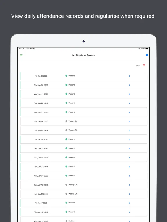 InnBuilt Mobile Attendance App iPad  스크린샷