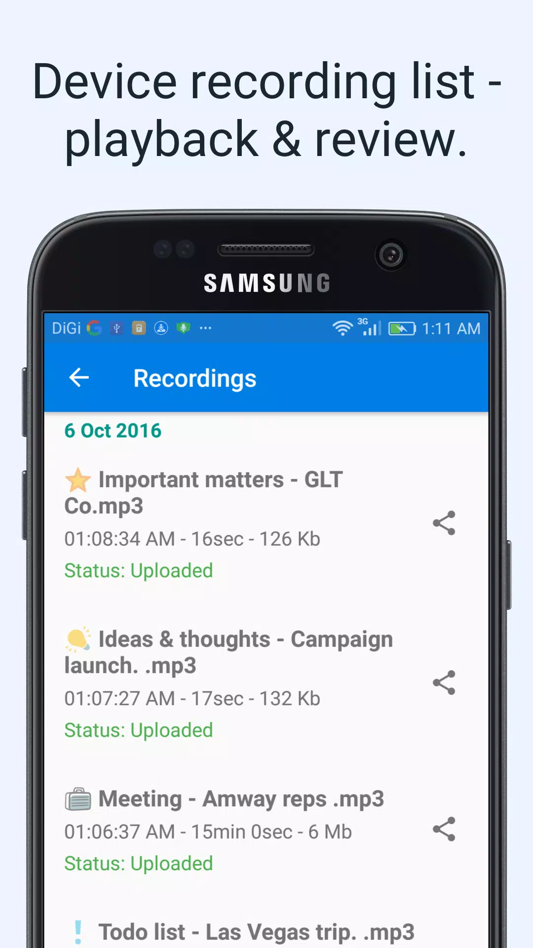 VoiceDrop (Audio To Dropbox) Screenshots