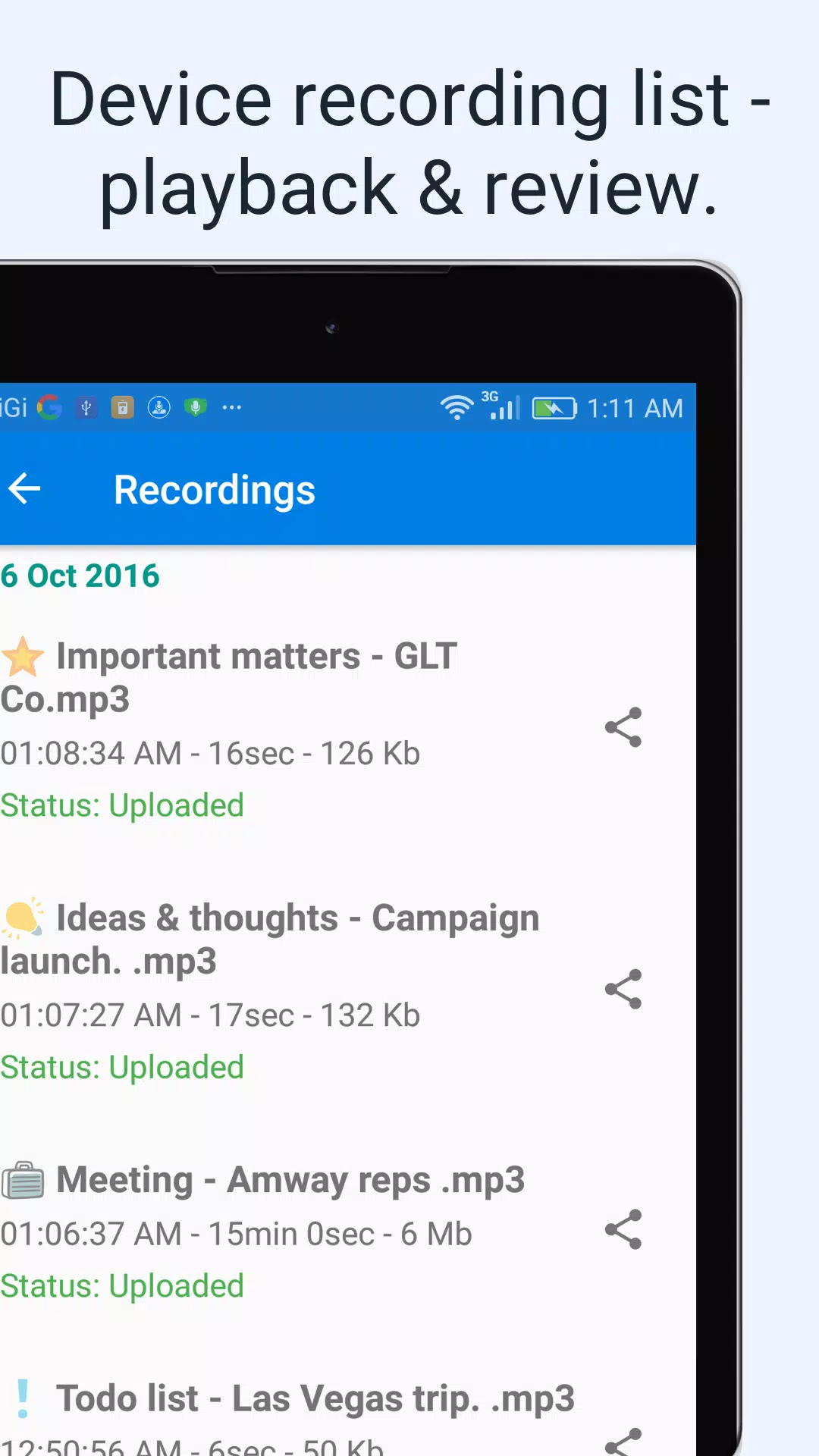 VoiceDrop (Audio To Dropbox) Screenshots