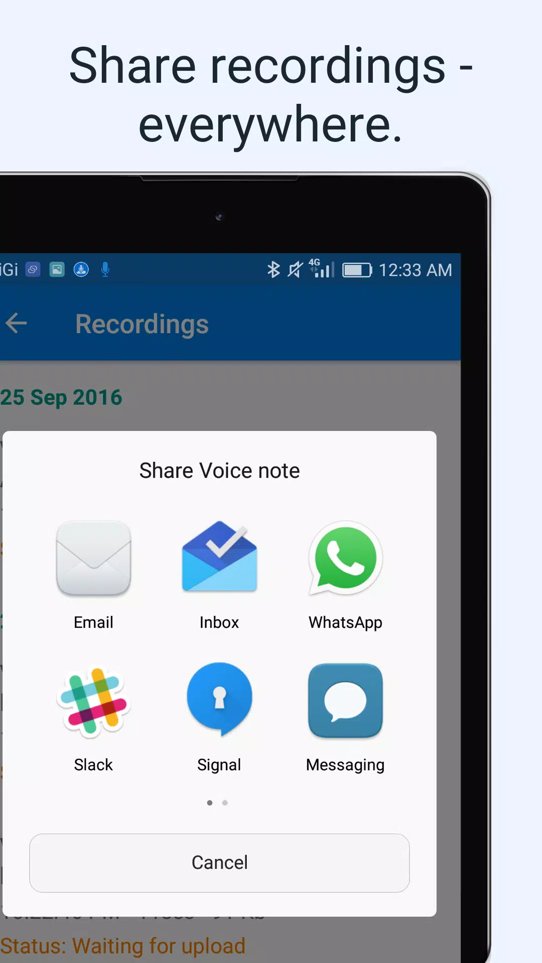 VoiceDrop (Audio To Dropbox) Screenshots