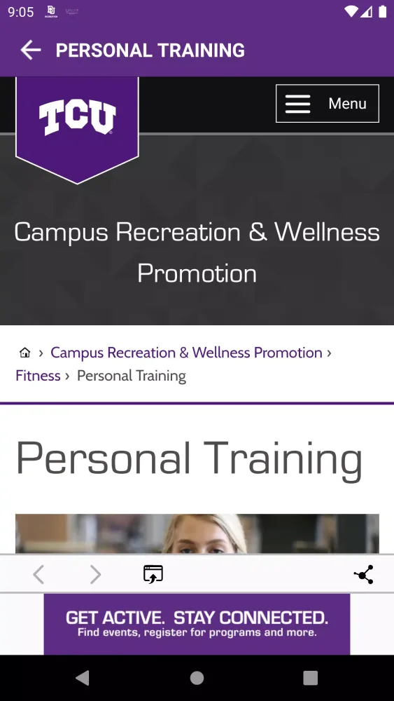 ภาพหน้าจอของ TCU Campus Recreation