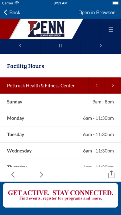 Ảnh chụp màn hình của Penn Campus Recreation