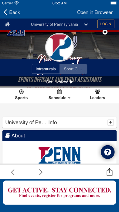 Ảnh chụp màn hình của Penn Campus Recreation
