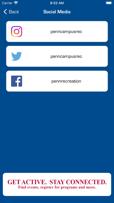 Ảnh chụp màn hình của Penn Campus Recreation