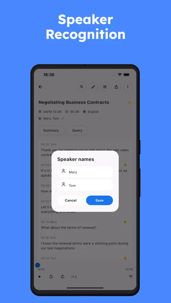 Capturas de tela do SoundType AI
