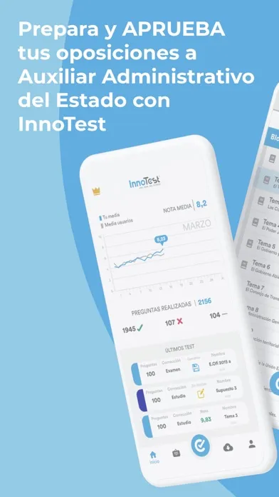 Capturas de tela do InnoTest Auxiliar Adtvo Estado