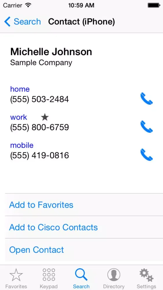 Capturas de tela do Contacts Sync for Cisco