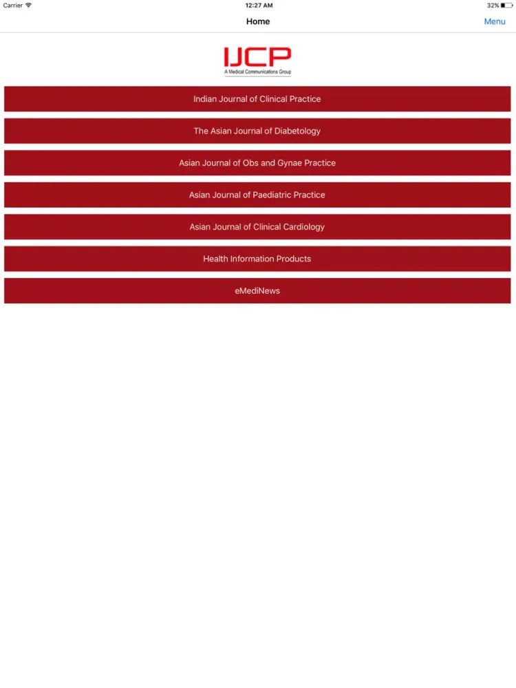 Ảnh chụp màn hình của IJCP Publications iPad 