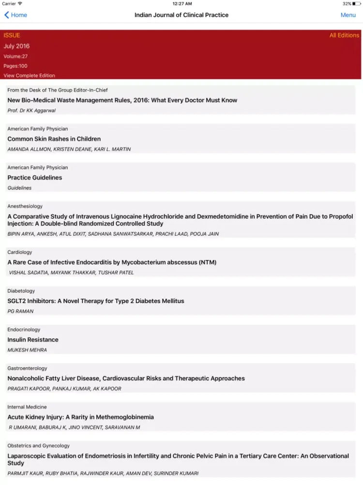 Ảnh chụp màn hình của IJCP Publications iPad 