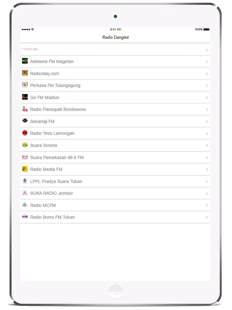 Tangkapan skrin Radio Dangdut iPad 