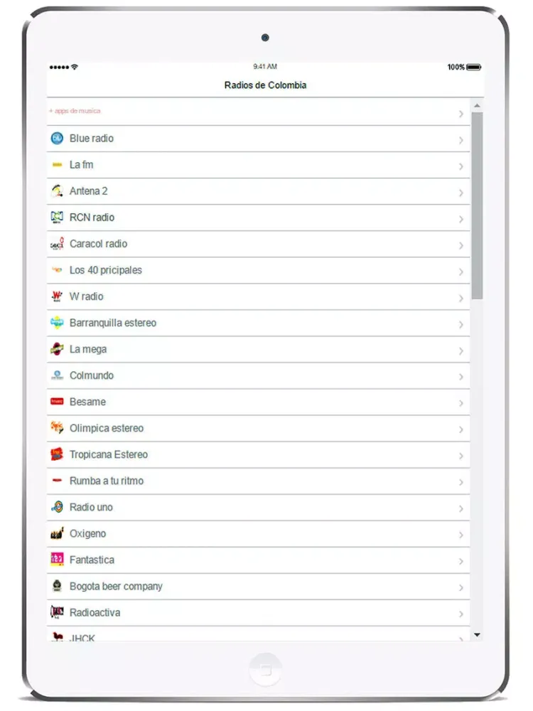 Zrzuty ekranu Emisoras Colombianas en vivo iPad 