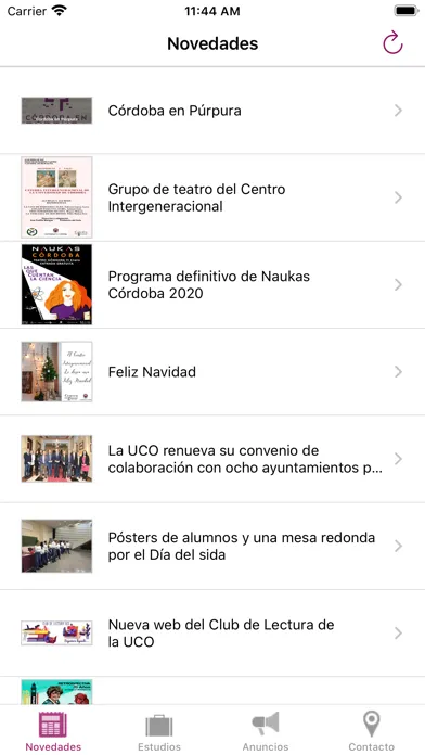 Capturas de tela do Centro Intergeneracional