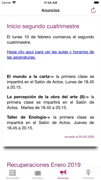 Capturas de tela do Centro Intergeneracional