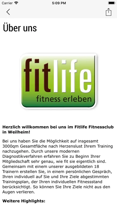 Capturas de tela do fitlife Fitnessclubs