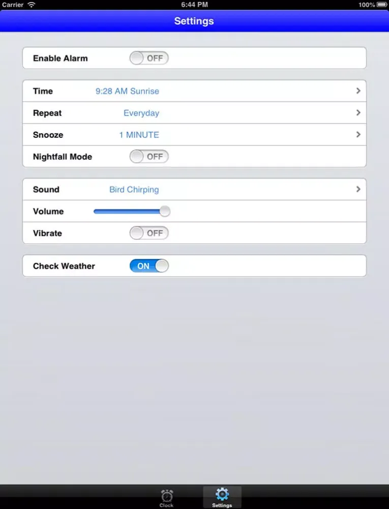 Sunrise-Sunset Alarm Clock iPad  Screenshots